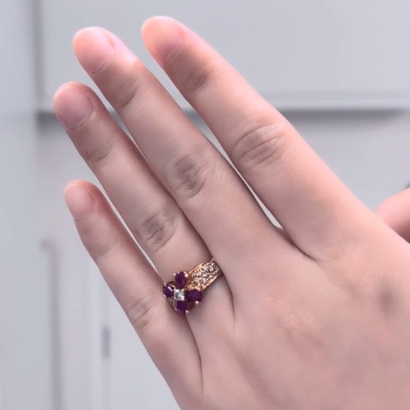 ❤️SOLD❤️Preloved K18YG Diamond Ruby Ring - D0.23ct/R1.50ct Size 5.75US/51EU/11JP - Picture 11 of 11